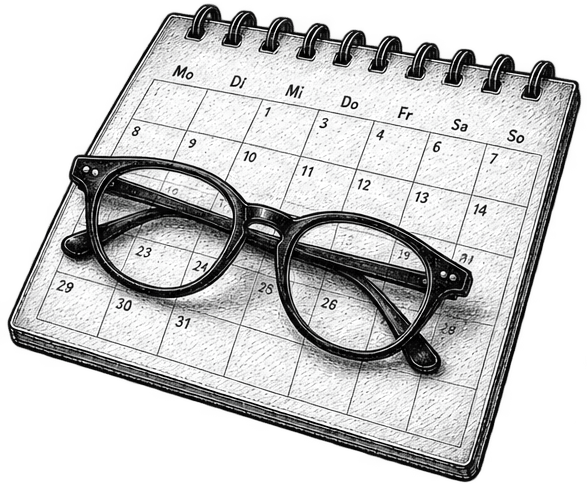 Illustration: Brille auf einem Kalender